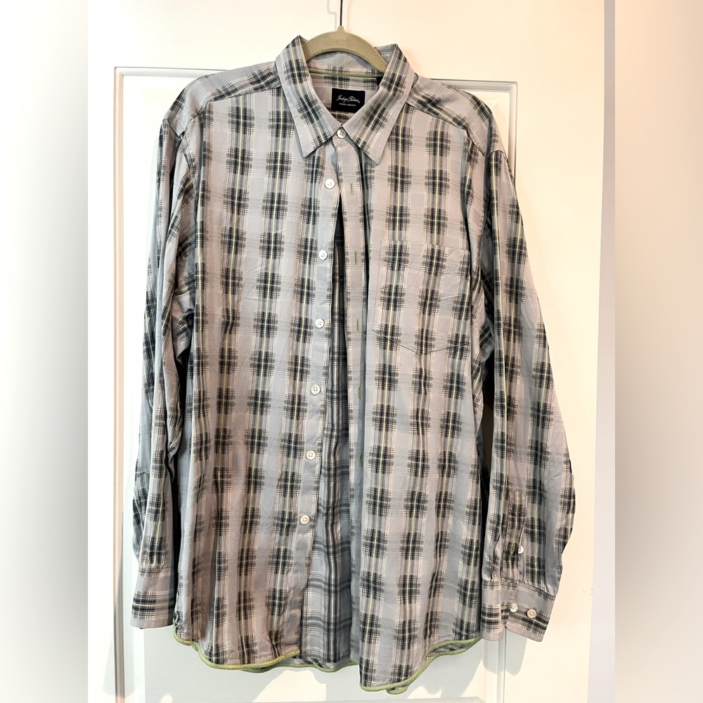 Indigo Palms Chambray Long Sleeve Button Down.